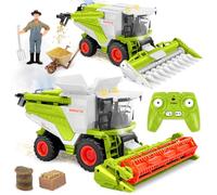 Charmofun Moissonneuse-Batteuse Télécommandée, RC Tracteur Telecommandé Enfant, 2,4 GHz Tracteur Moissonneuse de Ferme avec Lumière et Pulvérisation, Jouet Ferme Cadeau pour Enfants