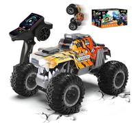 Charmofun Monster Truck Telecommande 1:12, 360° Rotation Dinosaure Voiture Télécommandée Tout Terrain, 2,4GHz RC Monster Truck avec Brume de Pulvérisation, Musique et Lumières LED pour Enfants