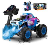 Charmofun Monster Truck Telecommande 1:12, 360° Rotation Dinosaure Voiture Télécommandée Tout Terrain, 2,4GHz RC Monster Truck avec Brume de Pulvérisation, Musique et Lumières LED pour Enfants