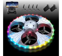Charmofun RC UFO Drone pour Enfant et Débutants, Mini Drone avec Caméra et Lumières LED Multicolores, Drones Radiocommandés Enfant avec Flip 360°, Évitement d'Obstacles et Deux Batteries (Gris)
