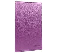 Charmoni - Etui Porte chéquier Talon en Haut - 2 emplacements Porte Carte crédit - pièce d'identité - Cuir Vachette - 11 cm X 19 cm (Mauve)