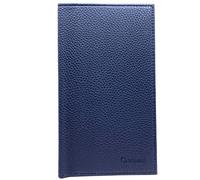 Charmoni - Etui Porte chéquier Talon en Haut - 2 emplacements Porte Carte crédit - pièce d'identité - Cuir Vachette - 11 cm X 19 cm (Bleu Marine)