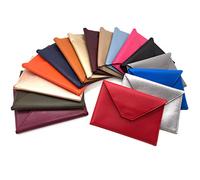 Charmoni - Porte Papiers Voiture - Forme Enveloppe - Pochette Permis De Conduire Carte Grise Assurance Carte d'identité - Cuir - 15x11cm (Cuir, Gris)