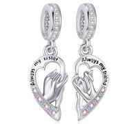 Charms Amour Cœur, Pendentif Sœur en Argent Sterling 925 pour Pandora Breloque Bead Compatible pour Européen Bracelets, Cadeaux significatifs pour Femme