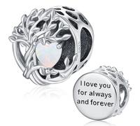 Charms Arbre de vie, Perles Arbre Généalogique Femme en Argent Sterling 925, Breloque Bead Opale Compatible pour Pandora Européen Bracelets, Cadeaux significatifs pour Femme