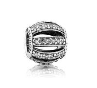 Charms argent PANDORA boule ajourée pavage blanc 791115CZ