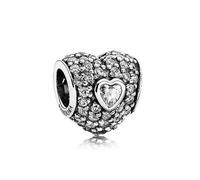 Charms argent PANDORA triple coeur pavé 791168CZ