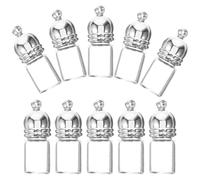 Charms Bouteille en Verre 10 Pièces Petit Format pour Loisirs Créatifs DIY | Fermeture Vissée, Capuchon Acrylique Argenté, Lot de Dix, Facile à Transporter, pour Voyage et Souvenirs