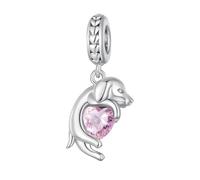 Charms chien pour bracelets Pandora, pendentif chien avec cœur en argent sterling 925, cadeau pour maman Ami