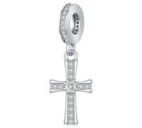 Charms Croix pour Pandora Bracelet 925 Argent Sterling Perle Breloque Charms Croix Compatible pour Bracelet Européen Pendentif Bijoux Cadeaux pour Femmes Fille