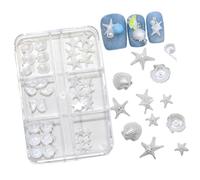 Charms D'art 'ongles De Perles Blanches Avec Des Coquillages Et Étoiles Mer Charme ' Pour Manucures Longue Durée Breloques ' Coquillages 'étoiles Mer Brillants