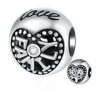 Charms famille arbre pour bracelet de fête des mères de pandora, argent sterling 925 famille est amour perles, Charme double coeur ajourée, cadeaux pour papa/super maman/grand mere