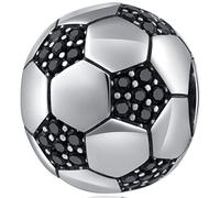 Charms football pour bracelet de sport pandora, perles de ballon de foot en argent sterling 925 avec cz noir, cadeaux pour fils/neveu/retour à l'école/petit fils/garçon