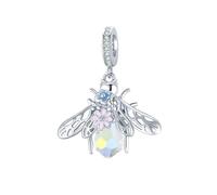 Charms Papillon 925 Argent Sterling Dragonfly Émail Zircon Perles Bricolage Bracelet Pendentif Bijoux