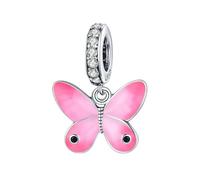 Charms Papillon 925 Argent Sterling Dragonfly Émail Zircon Perles Bricolage Bracelet Pendentif Bijoux