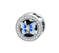 Charms Papillon 925 Argent Sterling Dragonfly Émail Zircon Perles Bricolage Bracelet Pendentif Bijoux