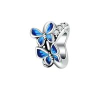 Charms Papillon 925 Argent Sterling Dragonfly Émail Zircon Perles Bricolage Bracelet Pendentif Bijoux