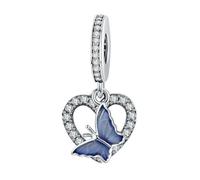 Charms Papillon 925 Argent Sterling Dragonfly Émail Zircon Perles Bricolage Bracelet Pendentif Bijoux