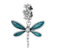 Charms Papillon 925 Argent Sterling Dragonfly Émail Zircon Perles Bricolage Bracelet Pendentif Bijoux