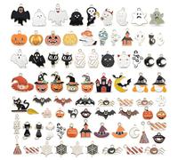 Charms Pendentifs Halloween 100 Pièces, Pendentifs Alliage Halloween Charmes de Boucles d'Oreille Fantômes Bijoux DIY, Accessoires pour Bracelets DIY, Colliers, Créations Artistiques (A1)