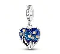 Charms, perles et pendentif en argent sterling 925 Van Gogh Starry Sky, convient aux bracelets et colliers d'origine, un bijou fin et exquis pour femmes, cadeau d'anniversaire pour la famille Argent s