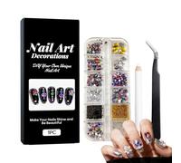 Charms Pour Ongles - Kit De Strass, Cristaux Et Perles Aux Formes Multiples,Bijoux & Breloques Avec Une Pince | Accessoires De Design De Manucure Acrylique Pour Les Femmes Et Les Filles