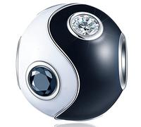 Charms yin yang émail noir blanc avec cz, perles ying yang en argent sterling, breloques chinois de tai chi comme mauvais œil/football pour bracelet pandora saint valentin, cadeaux pour femmes/hommes