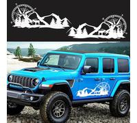 CharmVolax 1 Paire de Décalcomanies de Voiture de Forêt de Cerfs de Montagne de Boussole, Autocollants en Vinyle de Fenêtre Latérale de Carrosserie pour SUV Jeep Camper Van RV, Blanc, 100 * 42cm