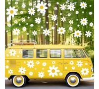 CharmVolax 96PCS Autocollants de Voiture Boho Daisy Blanche Autocollant Mural Flora Y2k Vinyle Fleur Autocollants Décor pour Fenêtres de Voiture Mur Ordinateur Portable Décorations de Bagages