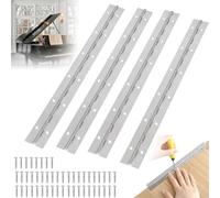 Charnière à barre de piano, Lot de 4 charnières de piano en acier inoxydable - Avec 48 vis - Pour pianos, portes d'armoire, armoires de bateau, 300 x 30 x 1,0 mm - Charnière de meubles