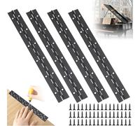 Charnière à barre de piano, Lot de 4 charnières de piano en acier inoxydable - Avec 48 vis - Pour pianos, portes d'armoire, armoires de bateau, 300 x 30 x 1,0 mm - Charnière de meubles (Noir)