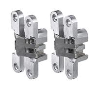 Charnière à percer Gedotec aspect acier inoxydable | 2 pièces - charnière en bois en métal | VICI | Charnière à percer nickelée brossée 12 x 59 mm | Charnière de porte à visser avec un angle
