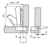 Charnière Clip Top à encocher ouverture 170° grand coude inserta - BLUM - CHA71T654 Noir G