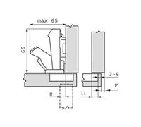 Charnière CLIP TOP ouverture 170° grand coude Inserta - BLUM - CH71654 Laiton