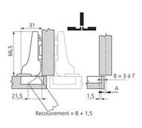 Charnière Clip Top Blumotion 110° demi coudé Inserta - BLUM - CHA71B369 Noir G