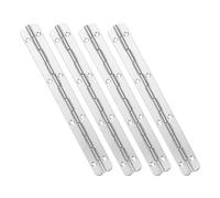 Charnière Continue 4 Pièces en Acier Inoxydable Argenté | Meubles et Coffres de Rangement, Finition Polie Élégante, Support Pleine Longueur, Usage DIY