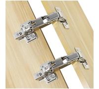 Charnière d'armoire, 1 paire de 175 degrés, caché hydraulique réglable, installation soft close en acier nickelé, amortisseur tampon (demi-chevauchement)