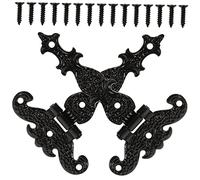 Charnière de Portail Vintage en Fer Noir, Lot de 2, 8 Trous Robuste