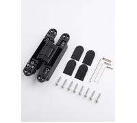 Charnière de porte à 180 degrés, charnière en croix invisible réglable for portes pliantes d'espaces commerciaux, pièces secrètes, aménagements intérieurs(Black,5.9x1in)