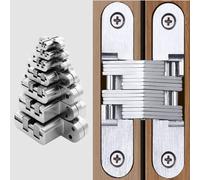 Charnière de porte cachée, charnières invisibles en acier inoxydable, baril dissimulé, boîte en bois, pliable à 180 degrés, charnière de porte intégrée robuste Number 3