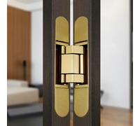 Charnière De Porte D'armoire Charnière cachée de porte en bois d'oscillation intérieure 180 degrés battant 3D bout à réglable matériel charnière invisible d'alliage Zinc Pour La Garde-Robe(Gold,G80)