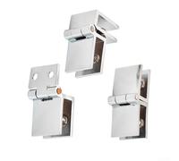 Charnière de porte de douche en verre robuste - 55 x 24 x 9 mm - Sans cadre - En acier inoxydable - Design à 90 degrés - Avec fonction de fermeture automatique et finition argentée polie - Pour