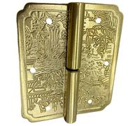 Charnière de porte de tiroir en laiton - Ferrures décoratives gravées - Charnières amovibles anciennes sculptées - Charnières de porte de tiroir d'armoire