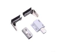 Charnière de porte en acier inoxydable avec loquet magnétique pour 5 à 8 mm d'épaisseur, charnière de placard à double tête compatible avec le verre, l'acrylique et (argenté)