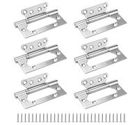 Charnière de Porte en Inox, 6 Pièces Charnières de Porte Robustes 4" avec Vis, Roulement à Billes Brossé pour Portail, Fenêtres, Placard