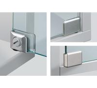 Charnière de porte en verre ET150 HETTICH - Nickel mat - Haut et bas - 20870