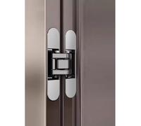 Charnière de porte invisible réglable, charnière pivotante silencieuse à 180 degrés avec fermeture amortie, charnière invisible et silencieuse for portes en bois/pliantes(Silver,5.9x1in/150x25mm)