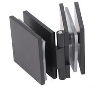 Charnière de serrage en laiton pour porte de douche de salle de bain, panneaux en verre trempé de 8 à 12 mm avec profil carré et angle de fixation stable (noir)