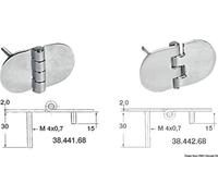 Charnière en acier inoxydable avec amortissement des vibrations, fixation invisible, 68.5x38.5 mm Osculati 38.441.68