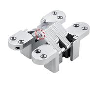 Charnière invisible en croix invisible pour porte d'armoire en bois, alliage de zinc et acier inoxydable, ouverture 180° encastrable